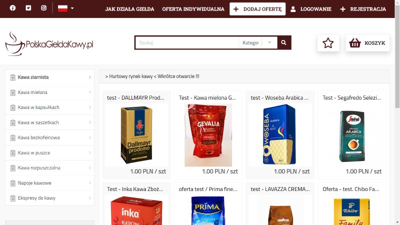 Polska Giełda Kawy. Sprzedamy 20 procent udziałów.