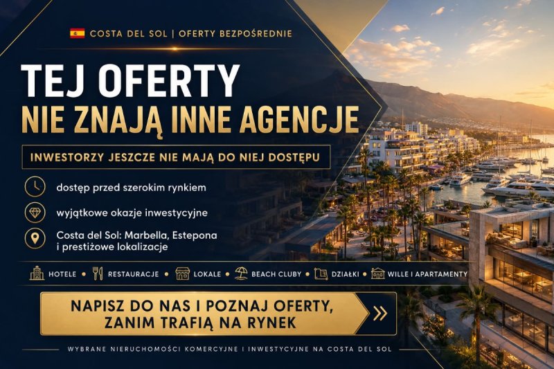 Oferuję nieruchomości komercyjne w Hiszpanii